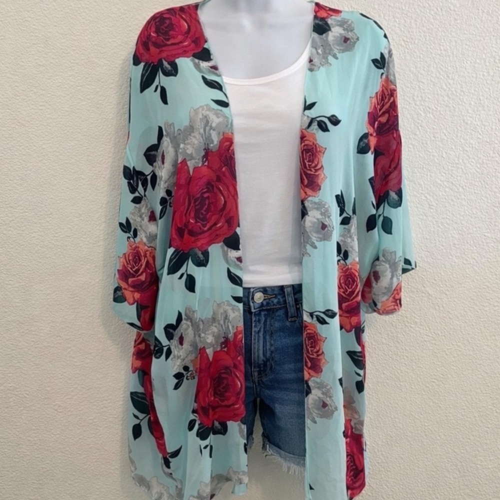 Lilypad Women’s Sheer Floral Kimono One Size